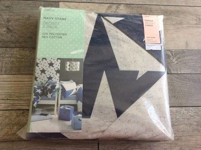 £29.99 • Buy NEXT Navy Stars 2 Pack Single Duvet Cover & 2 Pillowcases Bed Sets BNIP RRP £32