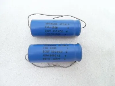 20uF 350V VINTAGE NOS SPRAGUE ATOM TVA-1608 CAPACITOR PAIR 20 MF 350 Volt • $34.99