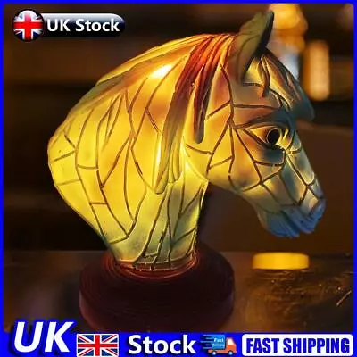 Retro Animal Table Light Resin Stained Glass Bedside Light Home Ornament (Horse) • £11.19