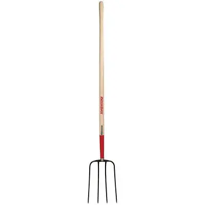 Razor-Back Manure Fork 4-Oval Tine 48 - Long Wood Handle Forged-Steel-Head • $57.24