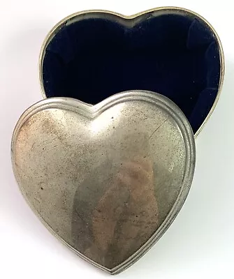 Vintage Heart Jewelry Box Display Tarnished Silver Tone Metal SHERIDAN • $14