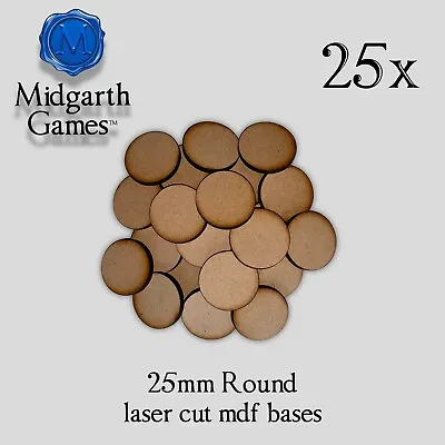$7.29 • Buy 25x Round 25mm 1  MDF Bases Miniature Warhammer AoS 40K FAST SHIPPING