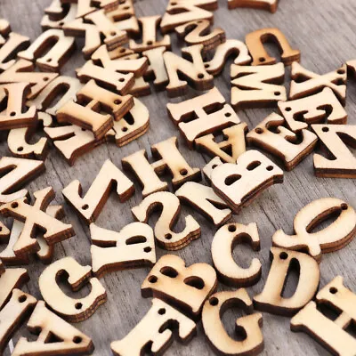 $7.91 • Buy Wooden Capital Letters Alphabet Pieces Arts Crafts DIY Wood Cutout Letters Discs