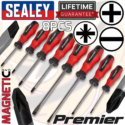 SEALEY MAGNETIC Screwdriver Set 8pc Slotted Straight Phillips PH SL PZ Drivers • £14.95