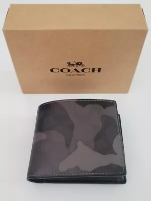 Coach 3 In 1 Camo Canvas Leather  Billfold Wallet With Removable ID  NWT  • $79.80