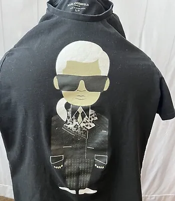 Karl Lagerfeld Paris Mens T Shirt Karl Character Classic Graphic Tee Black Sz-S • $14.95