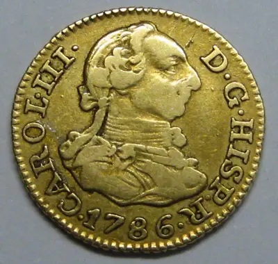 1786 Madrid 1/2 Escudo Charles Iii Spain Gold Doubloon Spanish Colonial Era  • $269