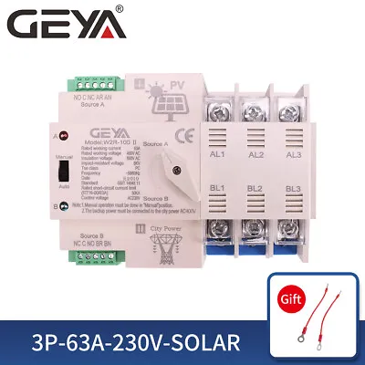 £59.98 • Buy PV Solar Automatic Transfer Switch 3P 63A 230V Solar To Grid Dual Power 50Hz