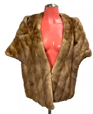 Vintage Luxurious Mink Fur Shoulder Cape Stole Wrap Caplet Shrug • $50