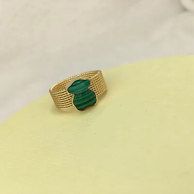 Bear Jewelry Ring Green Stone Mesh Gold Ship To Us • $28.84