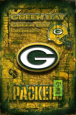 GREEN BAY PACKERS Poster Green Bay Packers Print Free Shipping Us • $59.99