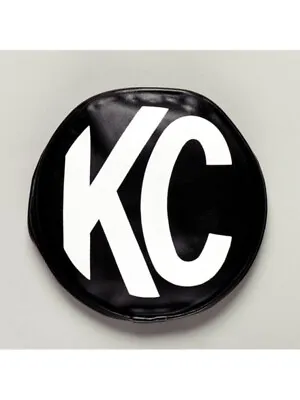 KC Hilites 6 Round Soft Vinyl Cover Pair Black White KC Logo (5100) • $71.91