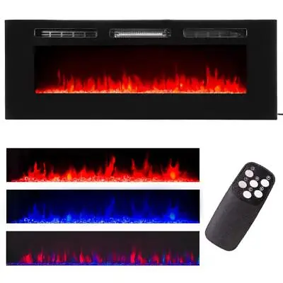 60  Electric Fireplace Recessed Insert Wall Mounted Standing Electric Heater • $169.95