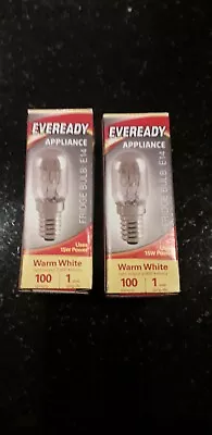 £3.20 • Buy 2 X Eveready 15w Fridge Appliance Sewing Machine Pygmy Bulb SES E14 SBC B15 240v