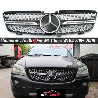 Diamonds Grille For Mercedes Benz ML-Class W164 2005-2008 ML320 ML350 W/Emblem • $115.99