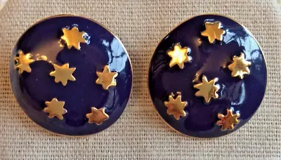 Metropolitan Museum Of Art Night Sky Enamel Clip Back Earrings • $25