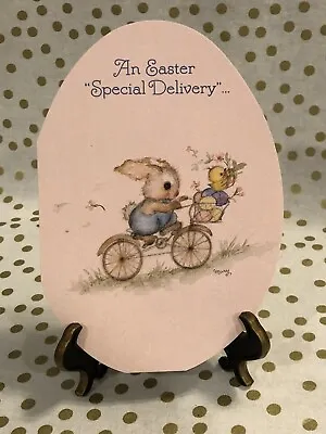 Vintage Mary Hamilton Easter Card Bunny Riding Bicycle W/ Chick Unused Hallmark • $14.95