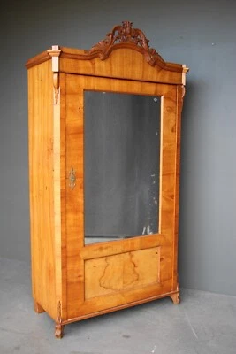 $2250 • Buy Antique Blonde Armoire Wardrobe Mirror Door 1840 Original Biedermeier Cabinet 