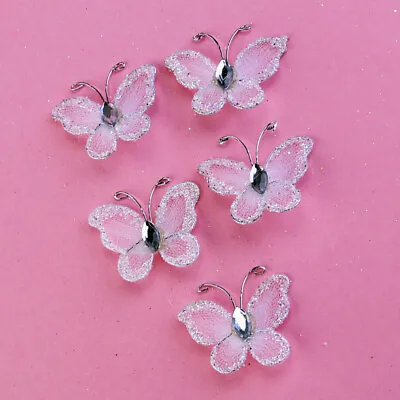 50pcs Wire Glitter Butterfly Wired Mesh Stocking Glitter Butterflies • £8.03