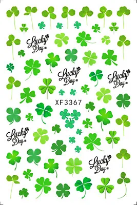 Green Four-Leaf Clover Trefoil Lucky Day Anemone Abstract Flower 3D Nail Sticker • $2.75