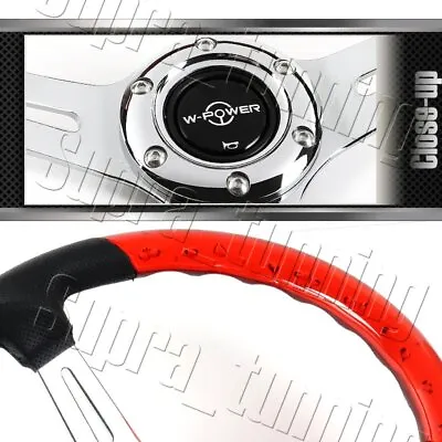 13.5  Red Bubble Leather Chrome 3-Spoke W-Power 4  Deep Dish Steering Wheel • $95.88