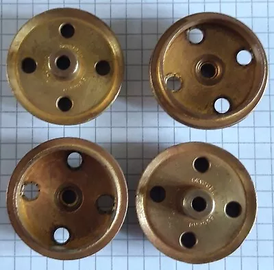 Vintage Meccano 4 X Part #20 Brass Flanged And Grooved Pulley Wheel 1912-19 Used • £7.95