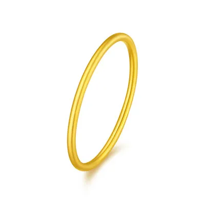 Pure 24K Yellow Gold Band Men Women Smooth Circle Thin Ring Us Size:3-10 • $86.56