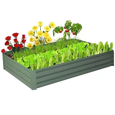 LONABR Raised Garden Bed Galvanized Metal Planter Box Flower Vegetable Outdoor • $49.99
