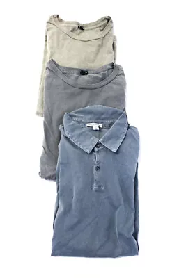 Standard James Perse Men's Collar Short Sleeves T-Shirt Gray Green Size 0 Lot 3 • $42.69