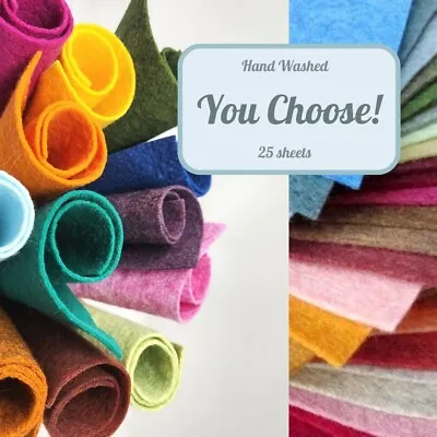 Hand Washed Merino Wool Blend Felt 9 X12  Sheets / Choose 25 Sheets • $31.75
