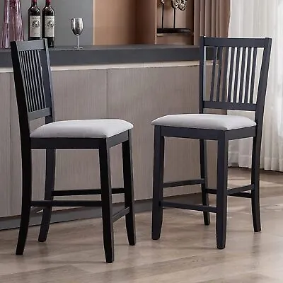 Wood Bar Stools Set Of 2 Counter Height Chairs Farmhouse Barstool Kitchen Stools • $179.99