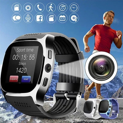 Smart Watch T8 Bluetooth With Camera Support SIM TF Card Pedometer Men Women Cal • $44.55