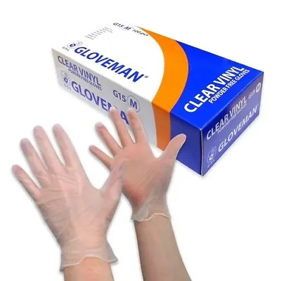 1 Box Of 100 Disposable Clear Gloveman Powder Free Vinyl Gloves (G15) -Non Latex • £7.67