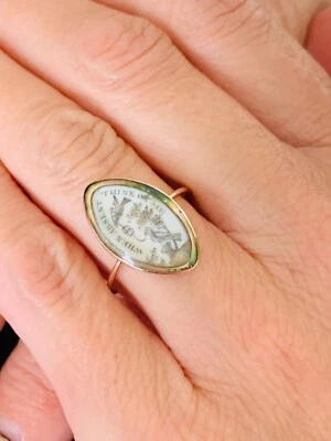 £251.03 • Buy 9ct Rose Gold WHEN ABSENT THINK ON ME Morning Marquise Ring Rare Georgian