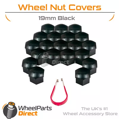 Black Wheel Nut Bolt Covers 19mm GEN2 For Daewoo Racer II 95-97 • $16.41