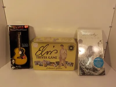 A726 Elvis Merchandise Lot Guitar Ornament Trivia Game & CD Set • $68.50