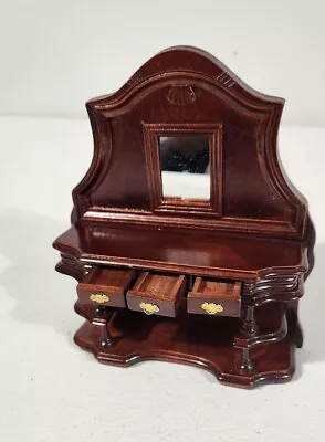 Vintage Bombay Miniature Wood Dollhouse Credenza 3 Draws Open & Mirror • $35.99