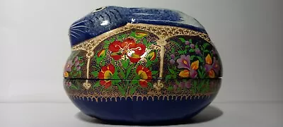 £6 • Buy VIntage Papier Mache Rabbit Bunny Hand Painted & Lacquered Egg Shape Box Easter