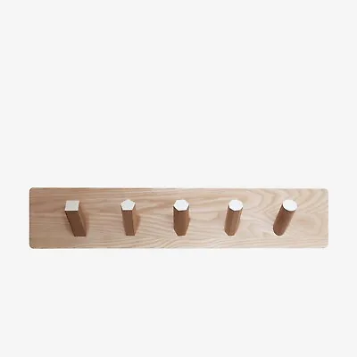 By Alex GEO Coat Rack 5 Pegs Wall Mounted Hanging Wood Hangers • £17.50