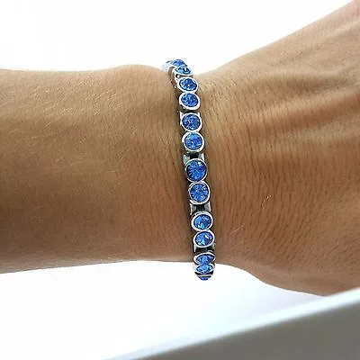 Ladie's Elegant Full Bio Magnetic Bracelet  With Blue Zircon Stones Mz1 • £14