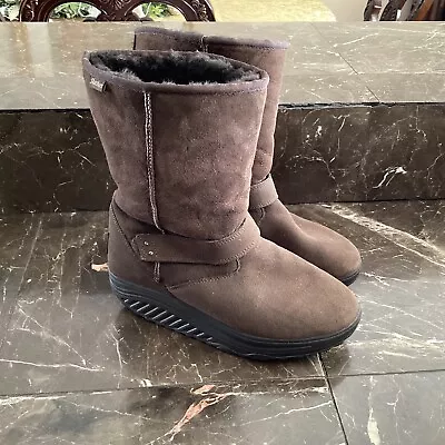 $39.99 • Buy Skechers Shape Ups Boots Size 7 Pull On Chocolate Brown Faux Fur Lined