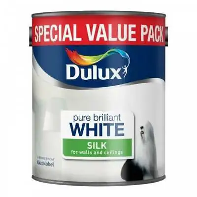 Dulux Pure Brilliant White Silk Paint 3L Walls Ceilings Shine Smooth Finish • £17.88