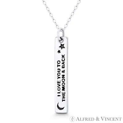 I Love You To The Moon & Back Charm 31x5mm Pendant In Italy .925 Sterling Silver • $20.39