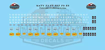 MKT Missouri Kansas Texas Railroad F3 F7 FP7 F9 FA E8 Decal Set S 1:64 Scale • $10.99