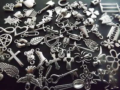 £3.99 • Buy 50 Mixed Pendant Charms Antique Tibetan Silver Tone Jewellery