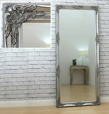Isabella Full Length Antique Silver Shabby Chic Leaner Wall Mirror 162cm X 72cm • £99.60