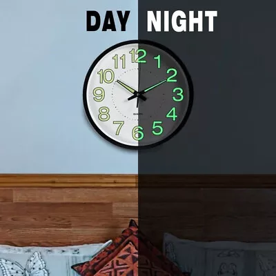 £13.58 • Buy 30CM Large Luminous Round Wall Clock Silent Home Digital Clock Glow In The Dark