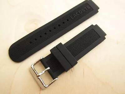 Lacoste Black Blue Silicone 16mm Watch Strap S/Steel Buckle 22mm Shoulders • £6.99