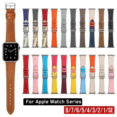 $8.95 • Buy For Apple Watch Series 8 7 6 5 4 3 SE Leather Band Strap Bracelet 40/44/41/45mm