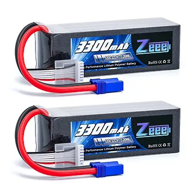 2x Zeee 22.2V 120C 3300mAh 6S Lipo Battery EC5 For RC Helicopter Car Truck Tank • $77.69